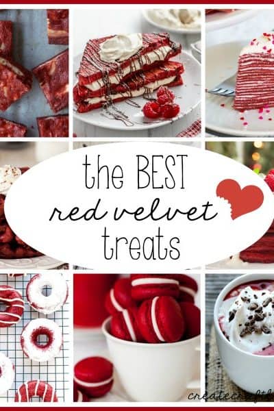 These Red Velvet Treats are the best flavor and color for the sweetest day of the year! via createcraftlove.com