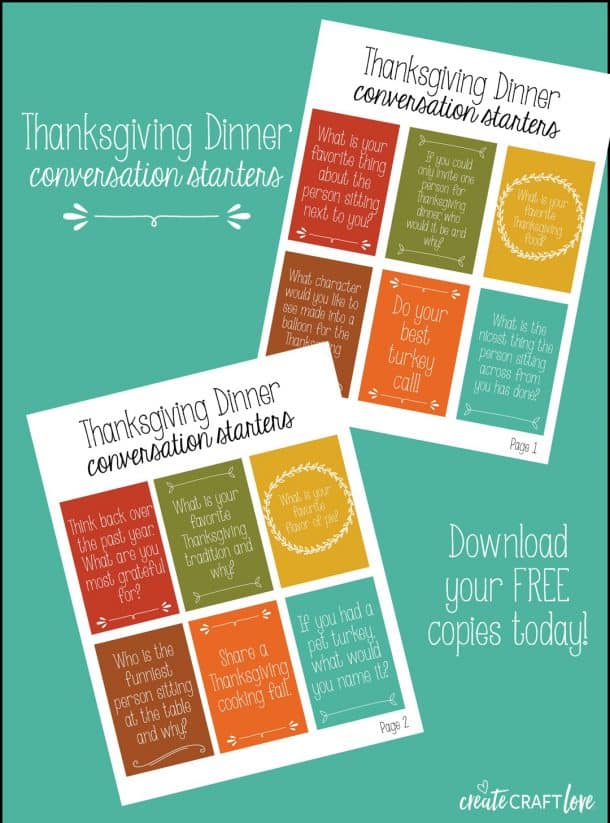 Thanksgiving Dinner Conversation Starters - Create Craft Love