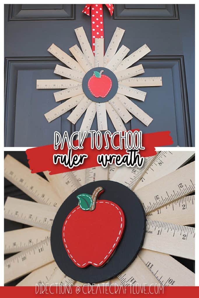 Back to School Ruler Wreath Decor with String Art Apple - Laura